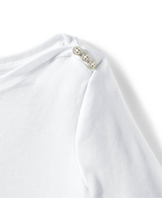 Women's Supima Cotton Elbow Sleeve Boatneck Button Shoulder Tee