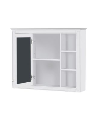 35" x 27.5" Bathroom Mirror Cabinet with 6 Open Shelves, Wall Mounted Medicine Cabinet (No Vanity)