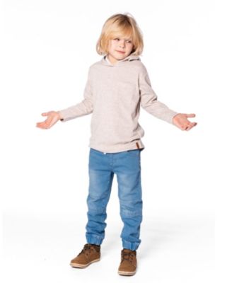 Boy Long Sleeve Super Soft Brushed Jersey Hooded Tee Heather Beige - Toddler|Child