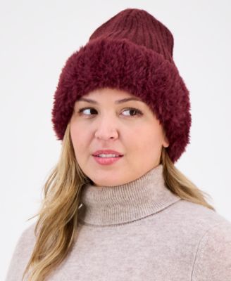 Faux Fur Cuff Ribbed Knit Beanie, Macy's Exclusive