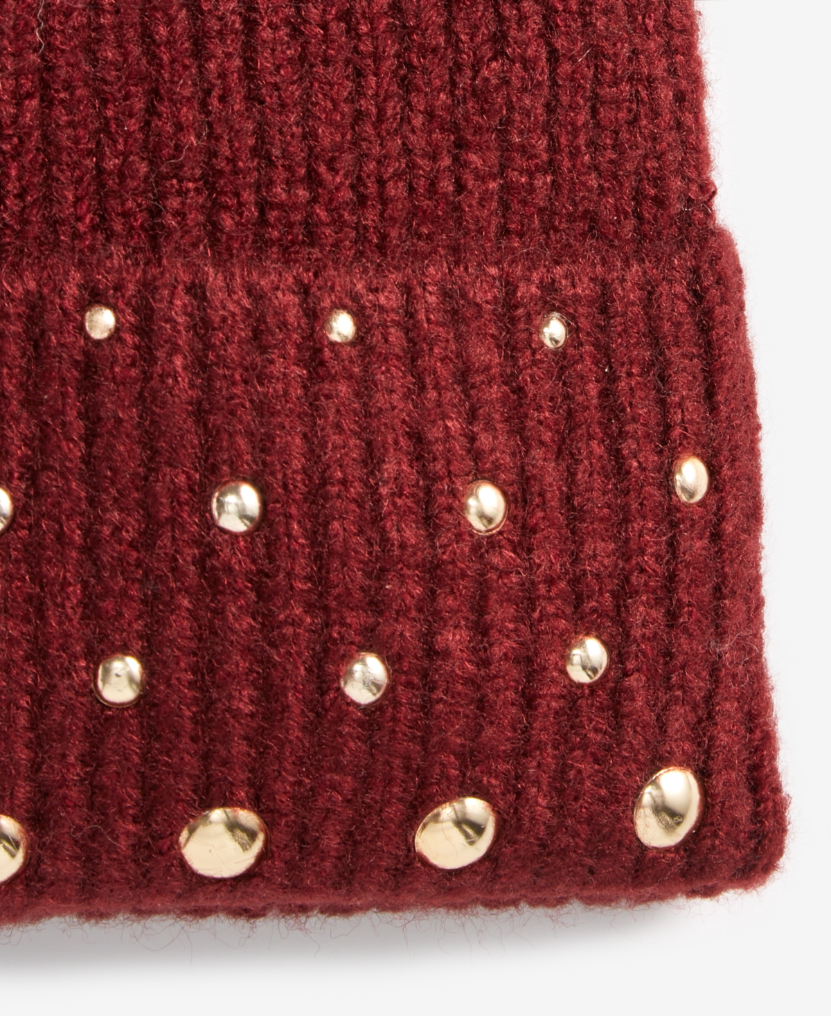 Inc International Concepts Solid Studded Beanie, Macy's Exclusive In Burgundy