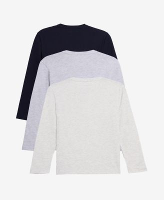 3 Pack Kids And Boys Basic Long Sleeve Crewneck T-Shirts