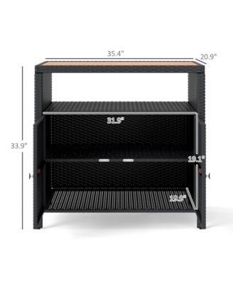 Wicker Outdoor Storage Cabinet, Rat Buffet Sideboard,