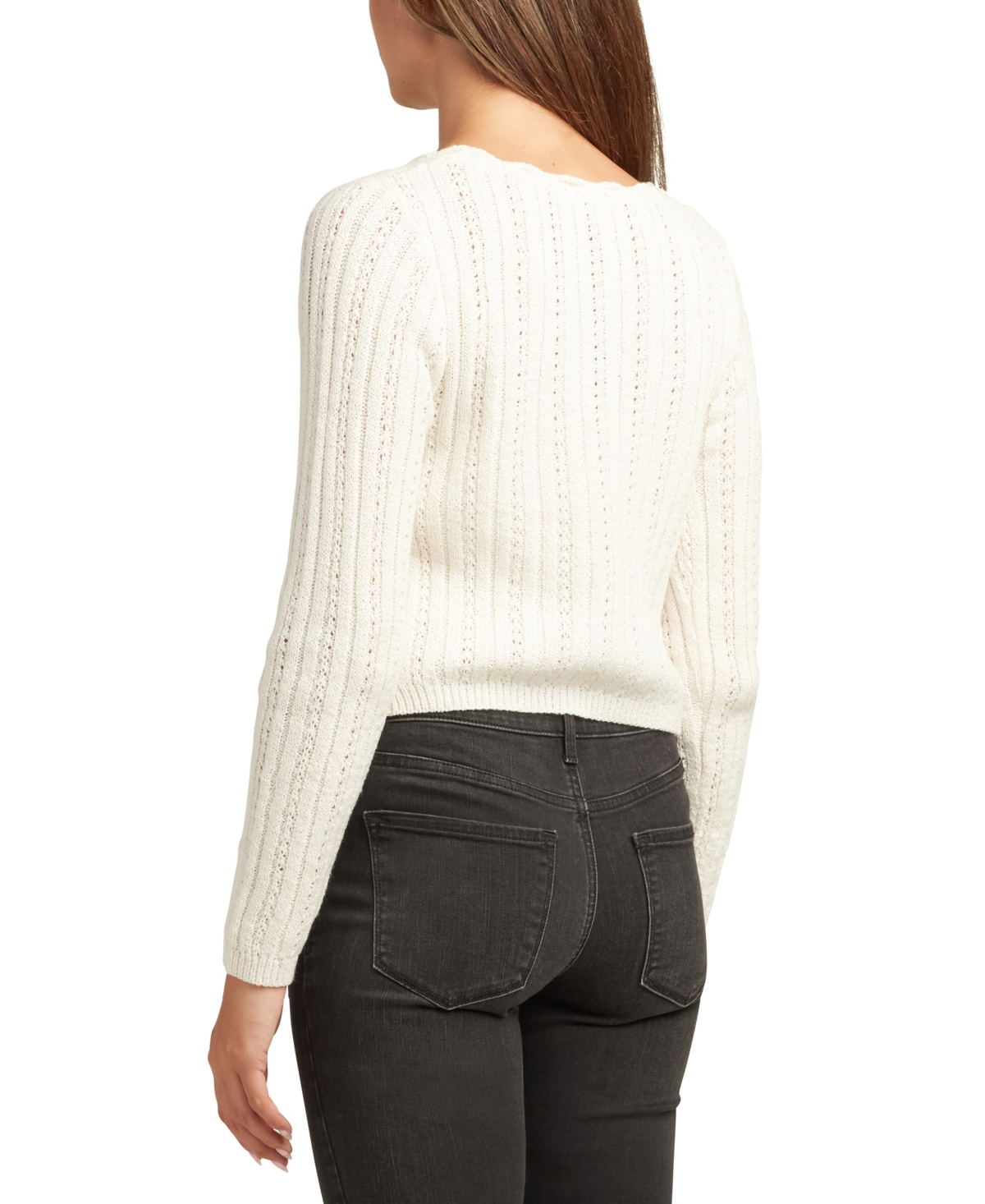 Bcx Juniors Tie-front Long-sleeve Cardigan Sweater In White