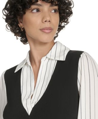 Women's V-Neck Twofer Dress