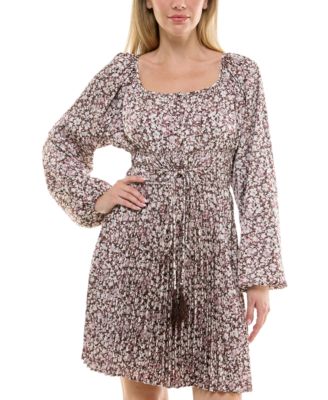 Taylor - Women's Pleated Long-Sleeve A-Line Dress
