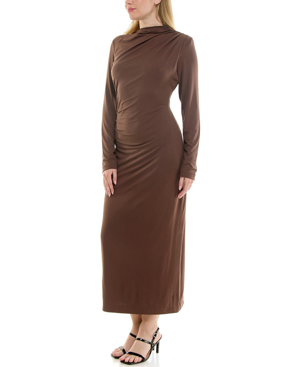 Taylor Women's Ruched Long-sleeve Bodycon Dress In Brown