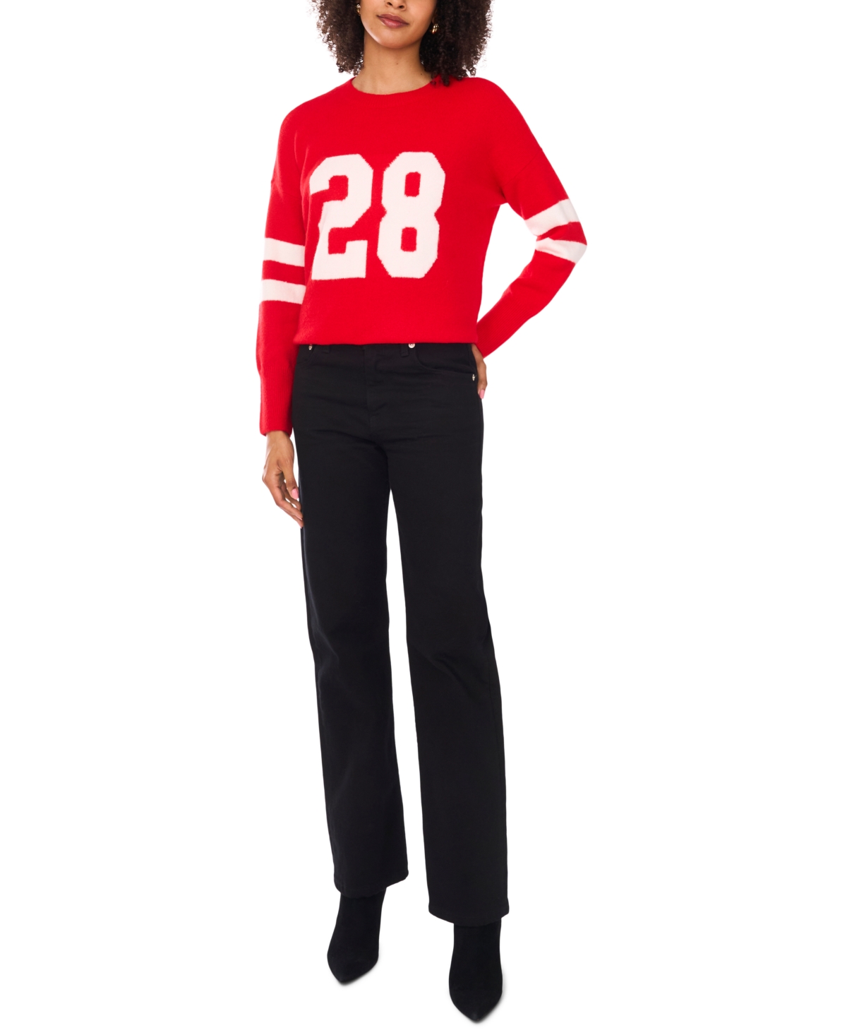 Vince Camuto Number Design Sweater In Red