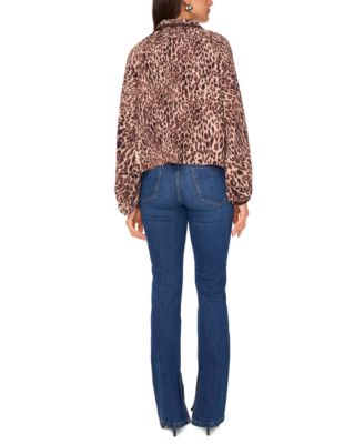 Women's Animal-Print Raglan-Sleeve Blouse