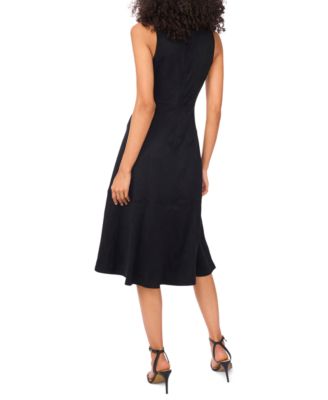 Women's Seamed V-Neck Sleeveless Midi Dress