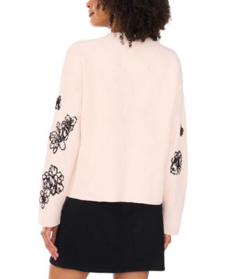 Women's Floral-Embroidered Crewneck Sweater