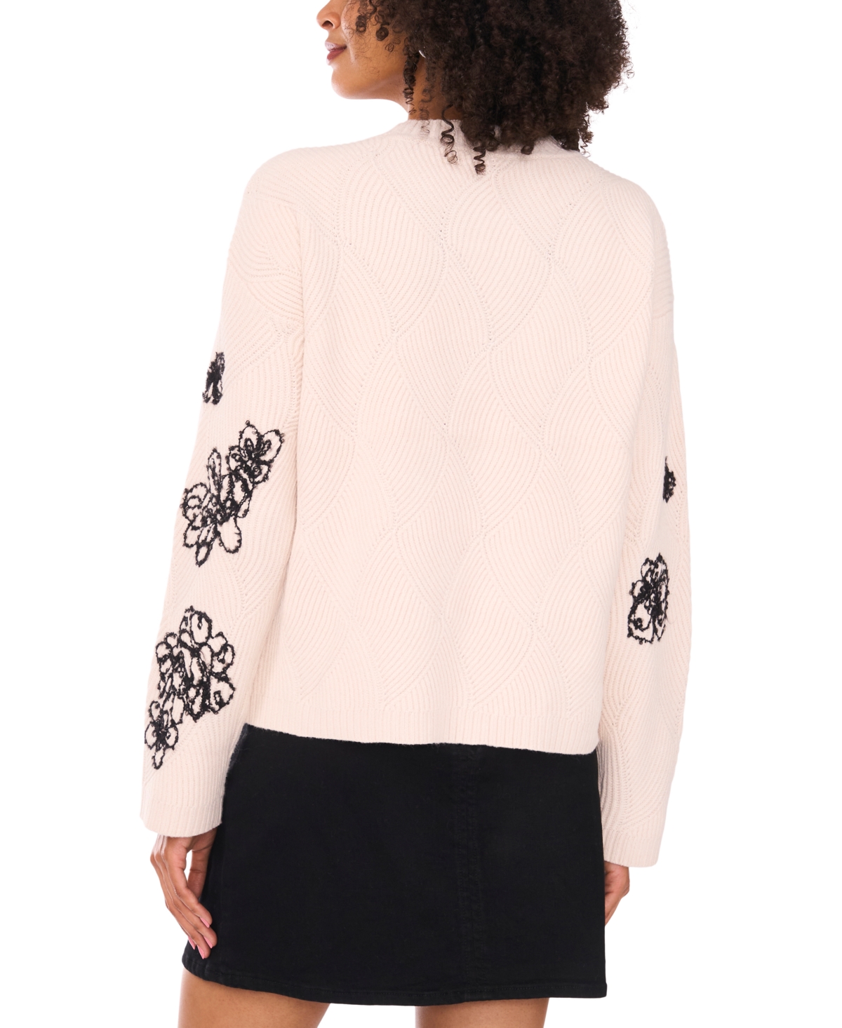 Vince Camuto Women's Floral-Embroidered Crewneck Sweater