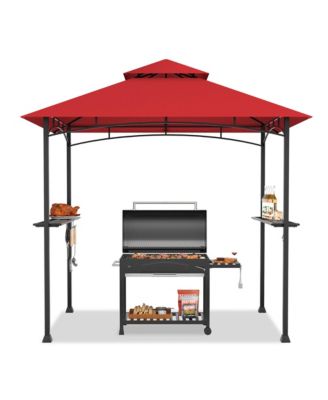 8' x 5' BBQ Grill Gazebo 2-Tier Barbecue Canopy Vented Top Shelves Shelter