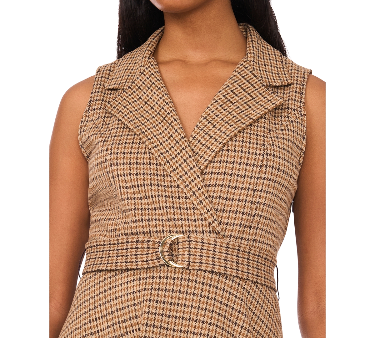 Msk Women's Sleeveless V-neck Fit & Flare Dress In Brown