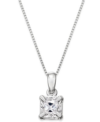 Details about   2.50 Princess Cut Simulated Ruby Pendant Necklace 18" chain 14k White Gold