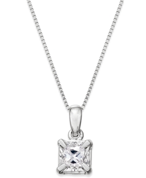 image of Princess-Cut Diamond Solitaire Pendant Necklace (1/4 ct. t.w.) in 14k White Gold