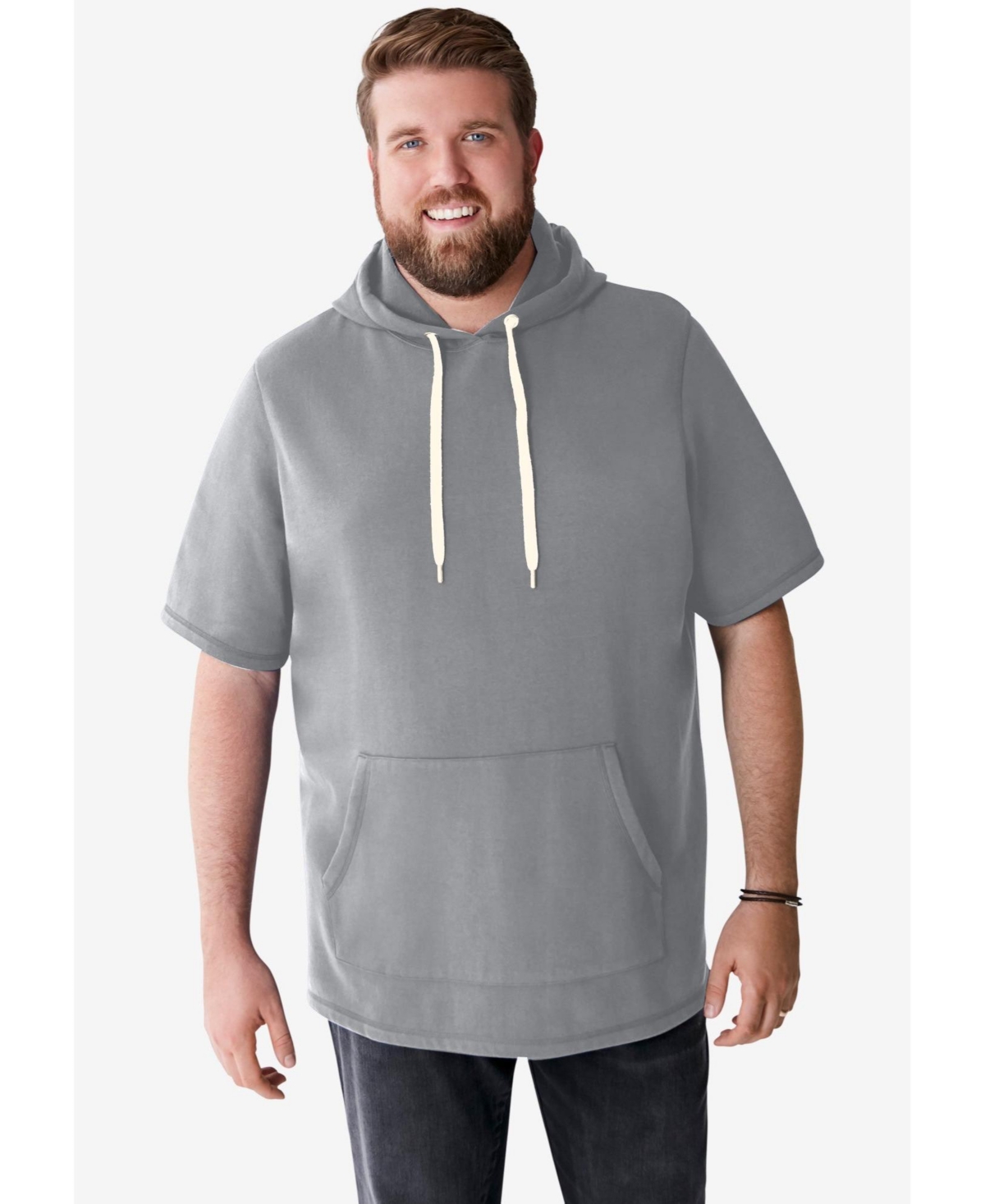 Big & Tall by KingSize Short-Sleeve Hoodie - Black red marble