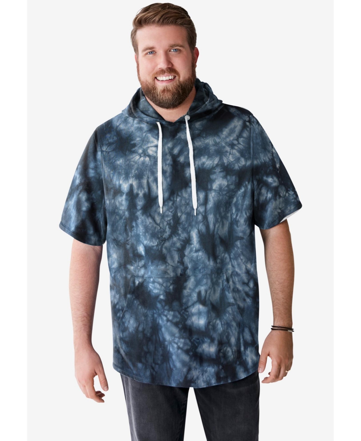 by KingSize Men's Big & Tall Short-Sleeve Hoodie - Blackberry
