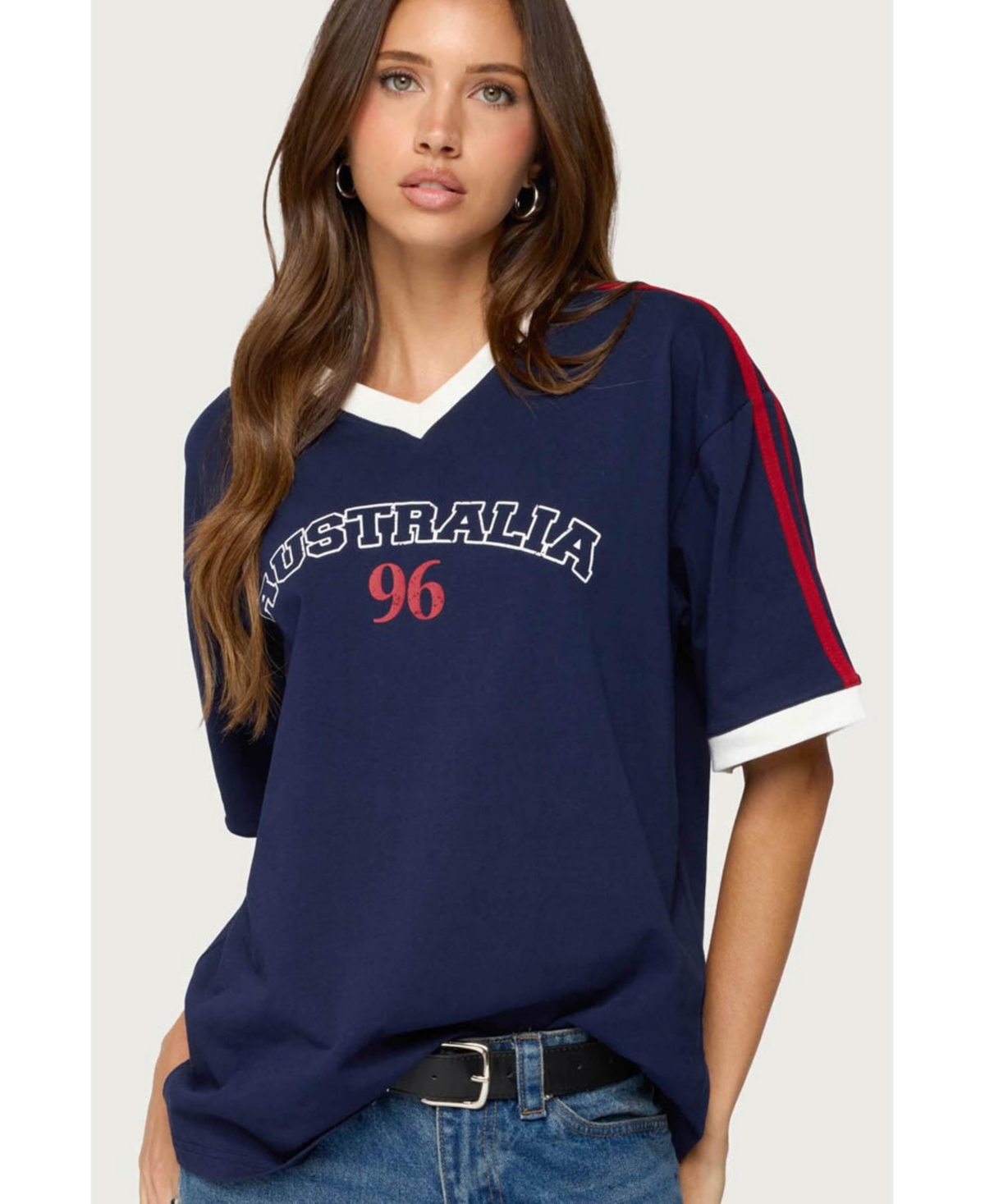 Women's Australia 96 Contrast Oversized T Shirt - Navy
