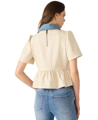 Women's Emeline Faux Leather Collar Top