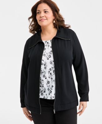 Plus Size Luxsoft Fleece Zip-Front Tunic, Macy's Exclusive