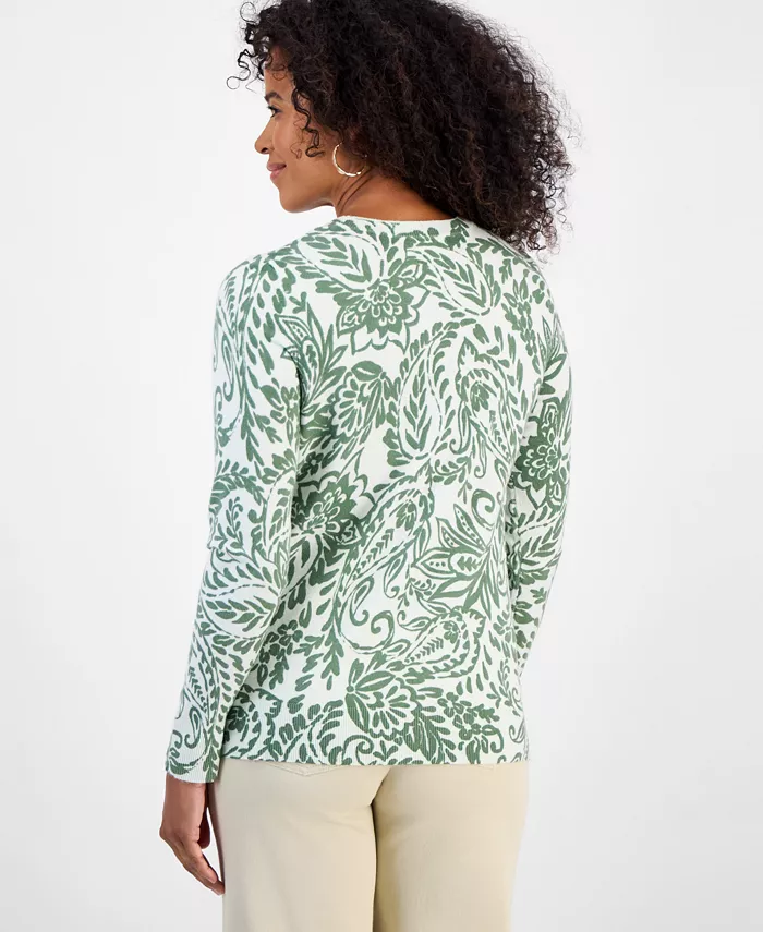 Women's Printed Crewneck Sweater - thumbnail 6