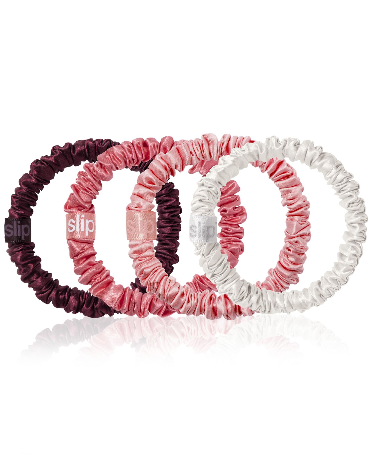 4-Pc. Pure Silk Candy Cane Skinny Scrunchies Set