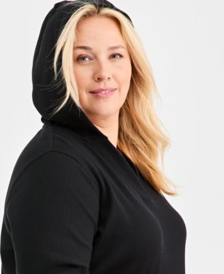 Plus Size Waffle-Knit Hooded Sweatshirt, Macy's Exclusive