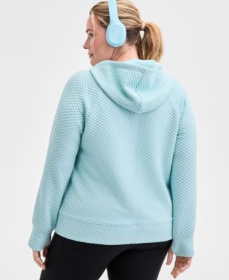 Plus Size Relaxed Quilted Half-Zip Hoodie