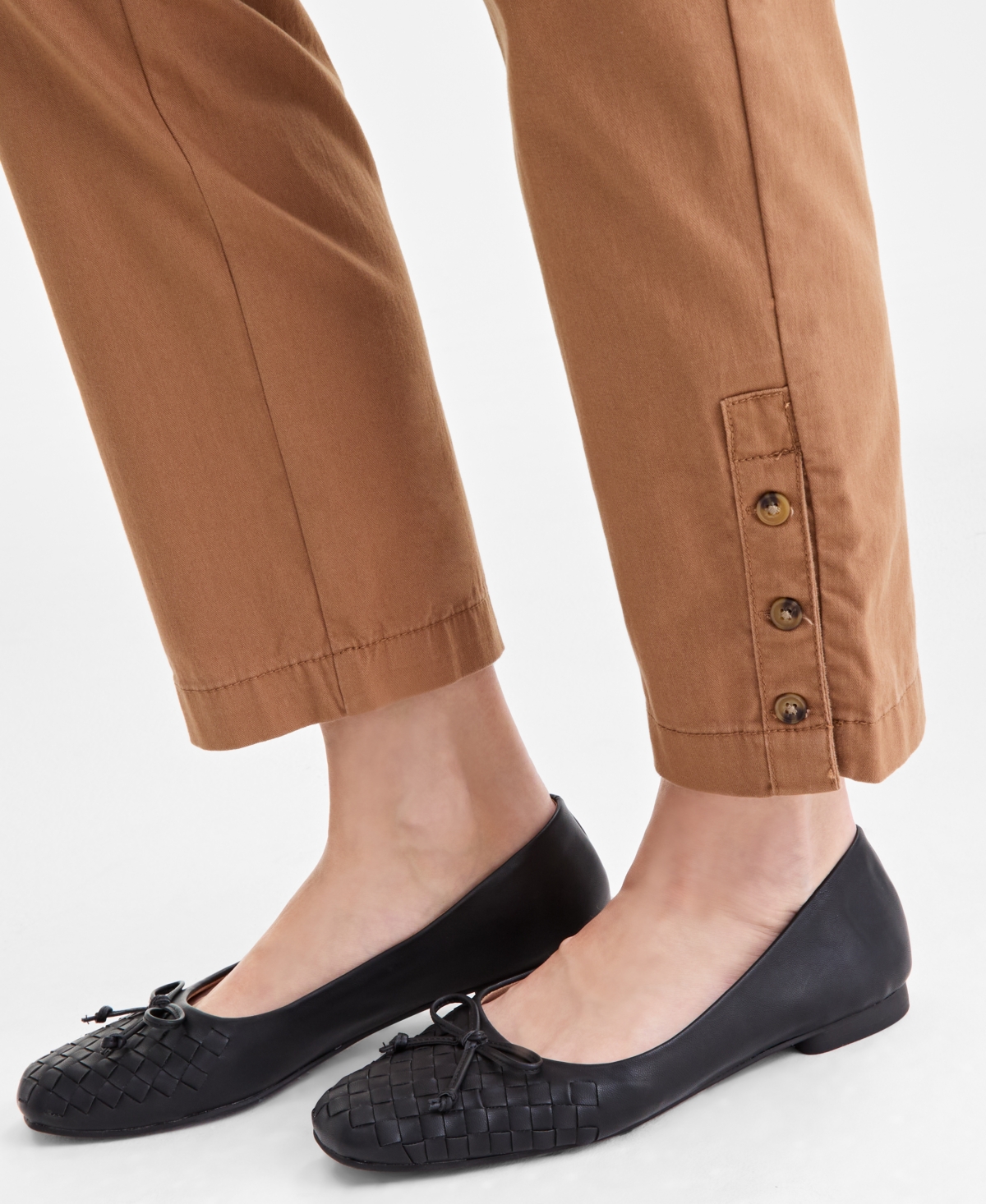 Style & Co Women's High-rise Button-hem Straight-leg Pants, Macy's Exclusive In Brown