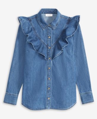 Women's Denim Ruffle Shirt, Macy's Exclusive