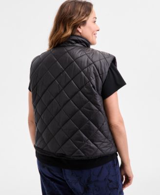 Plus Size Reversible Relaxed Zip-Front Sherpa Vest