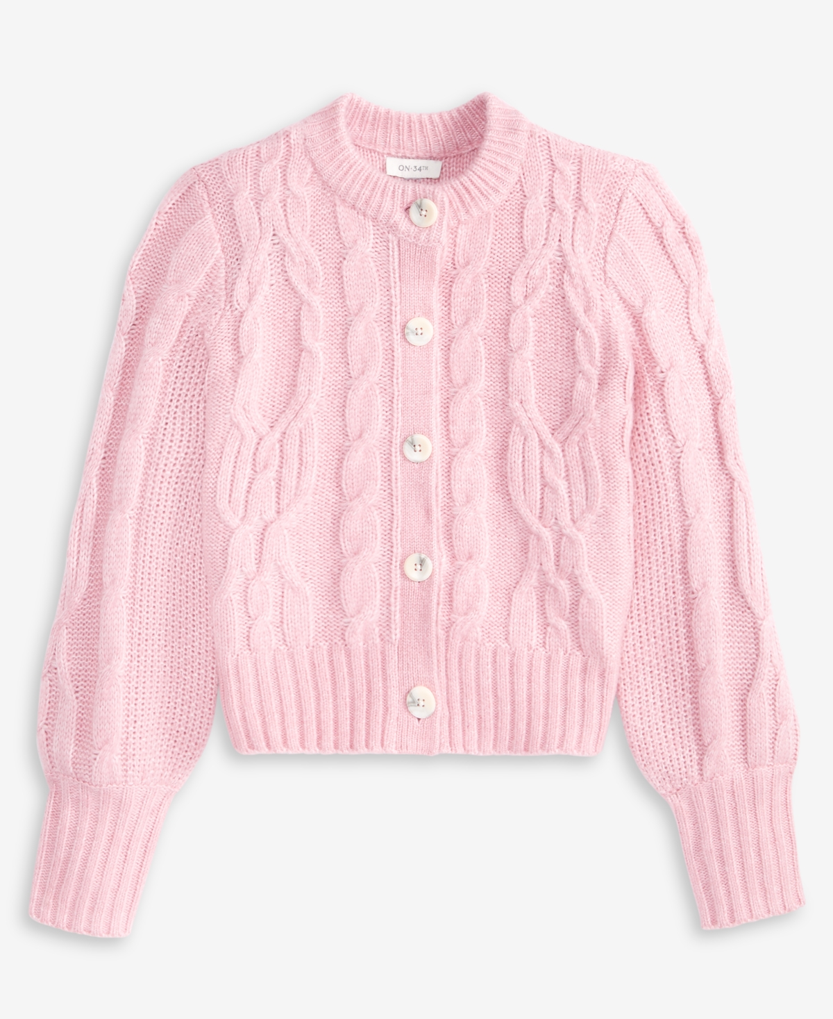 On 34th Women's Chunky Cable-knit Cardigan, Macy's Exclusive In Pink