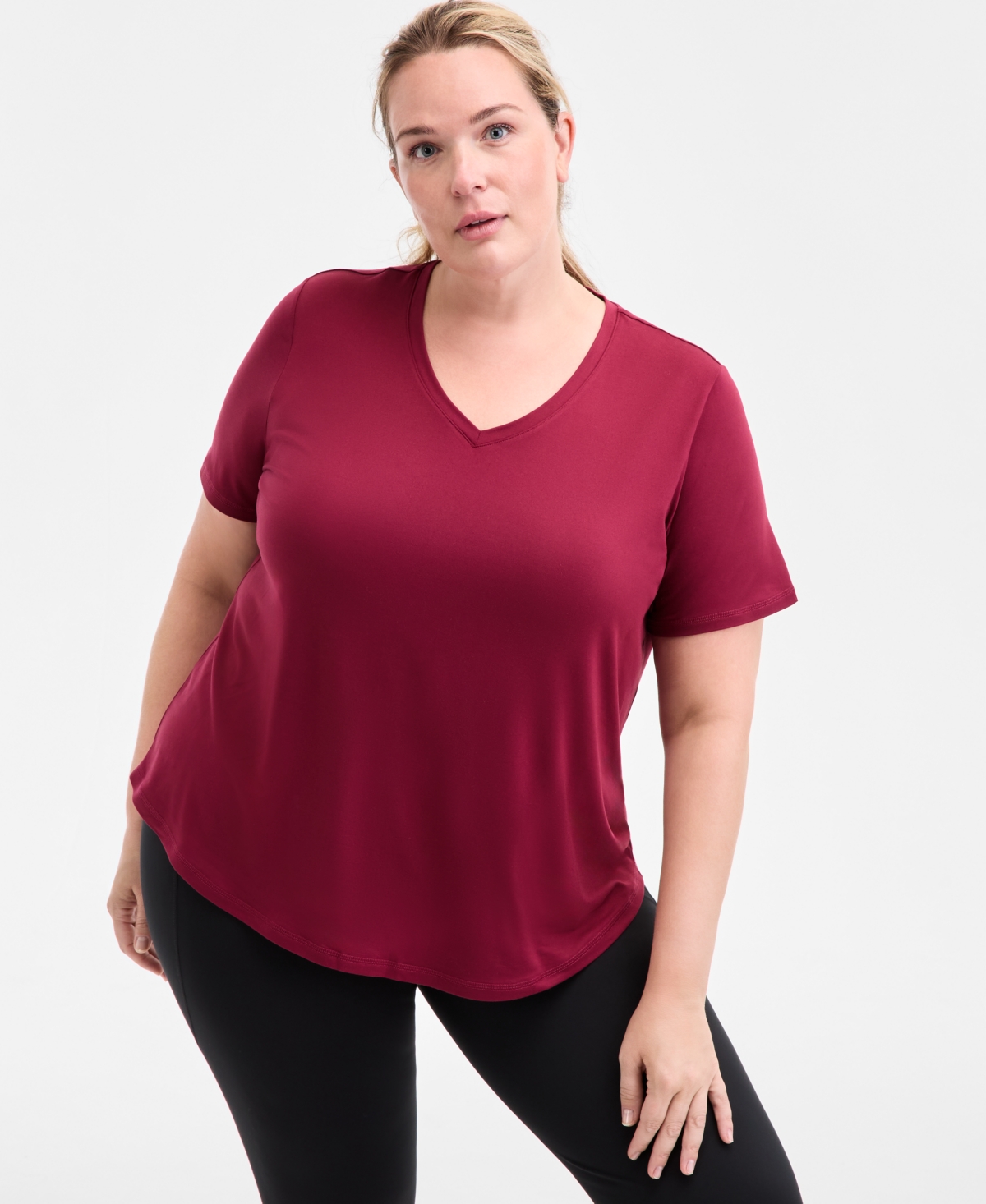 Id Ideology Plus Size Solid Essentials Active Tee, Created For Macy's In Pink