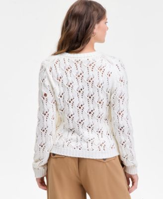 Women's Open-Stitch Crewneck Sweater, Macy's Exclusive