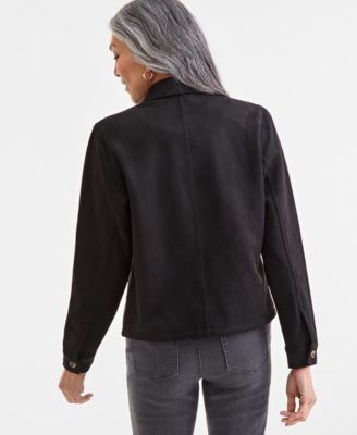 Women's Faux-Suede Button-Front Jacket, Macy's Exclusive