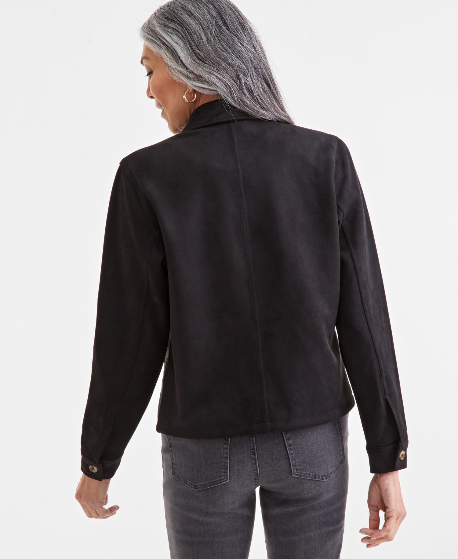 Women's Faux-Suede Button-Front Jacket