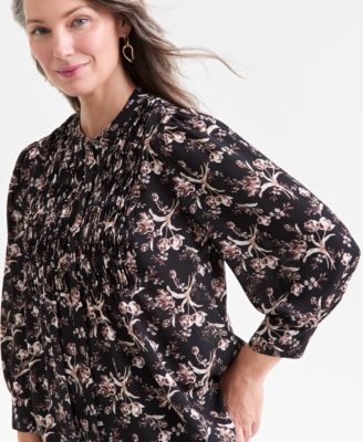 Women's Printed Pintuck Blouse, Macy's Exclusive
