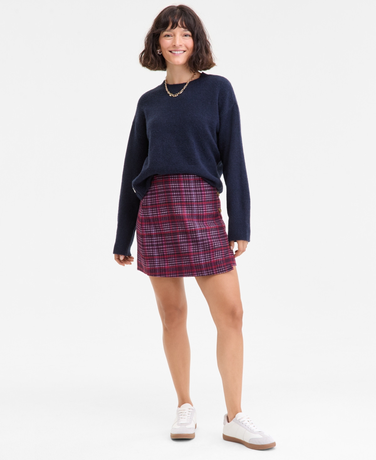 On 34th Women's Side-button Crewneck Sweater, Macy's Exclusive In Blue