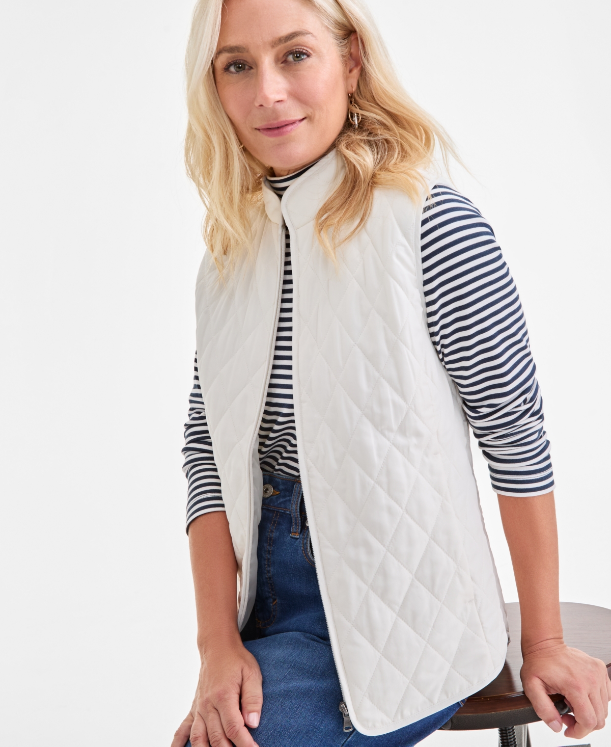 Style & Co Women's Quilted Mock-neck Vest, Created For Macy's In Multi