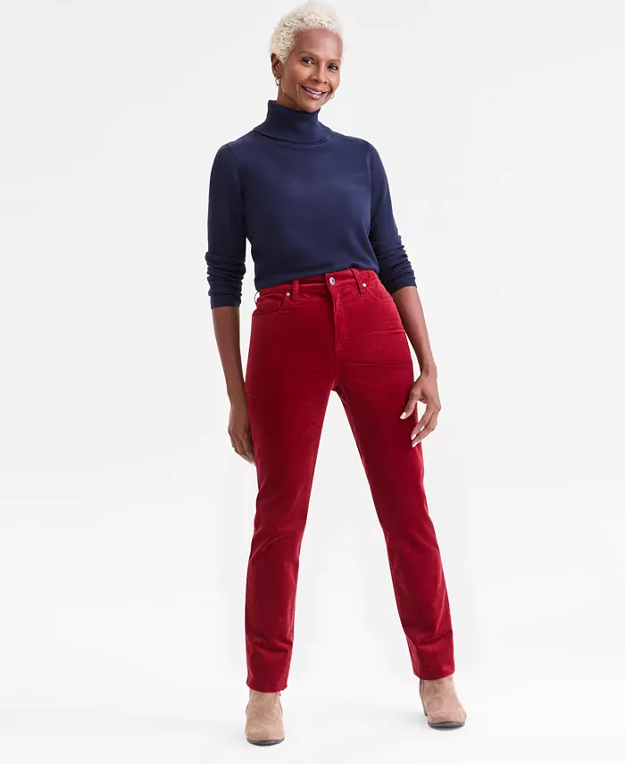 Women's High-Rise Straight-Leg Corduroy Jeans