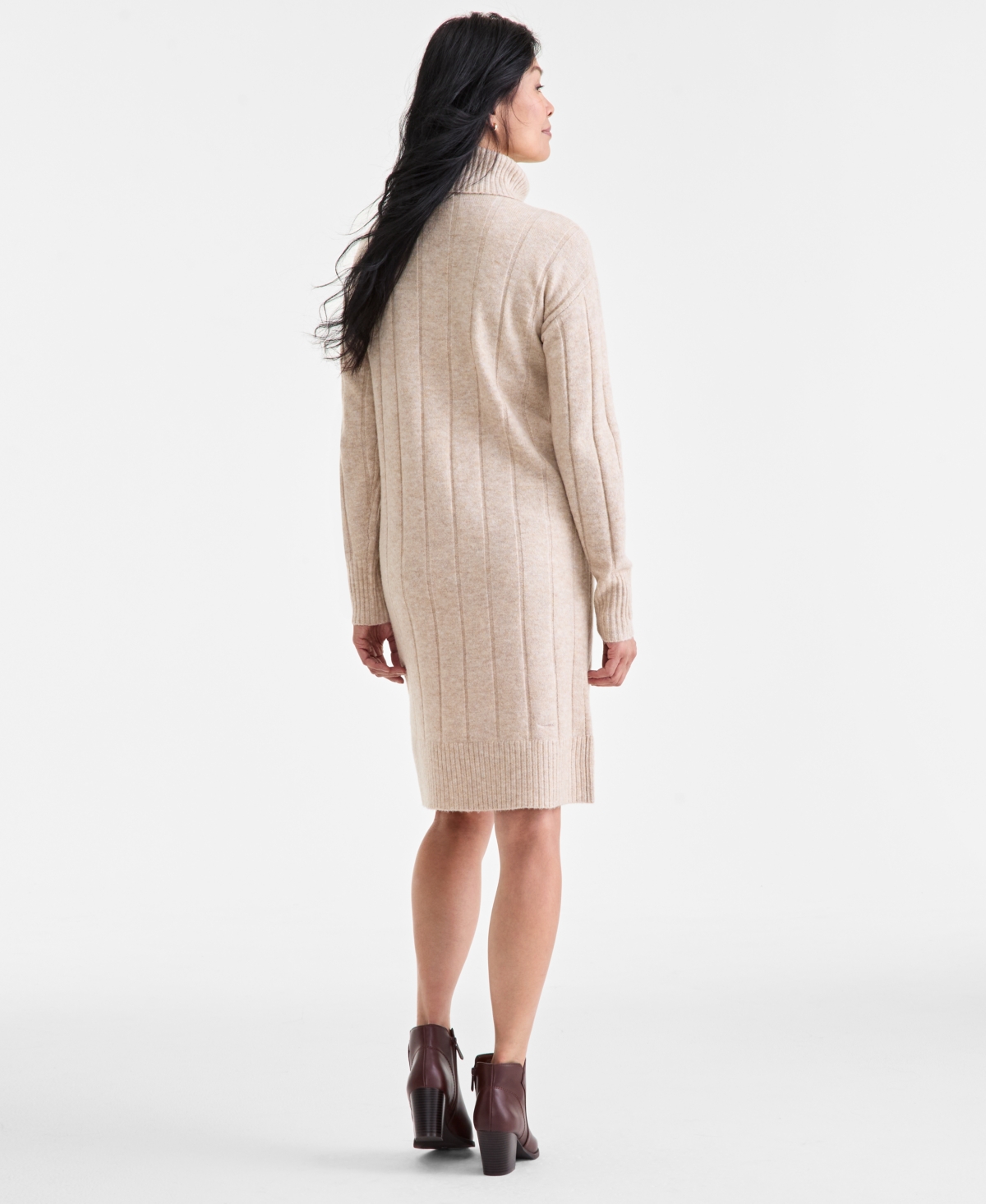 Style & Co Women's Ribbed Turtleneck Sweater Dress, Macy's Exclusive