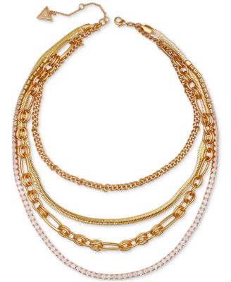 GUESS - Gold-Tone Layered Chain Crystal Necklace