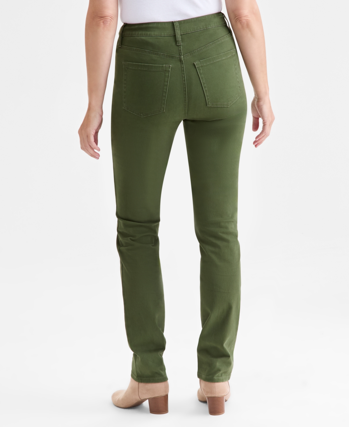Style & Co Petite High Rise Natural Straight-leg Jeans, Created For Macy's In Green