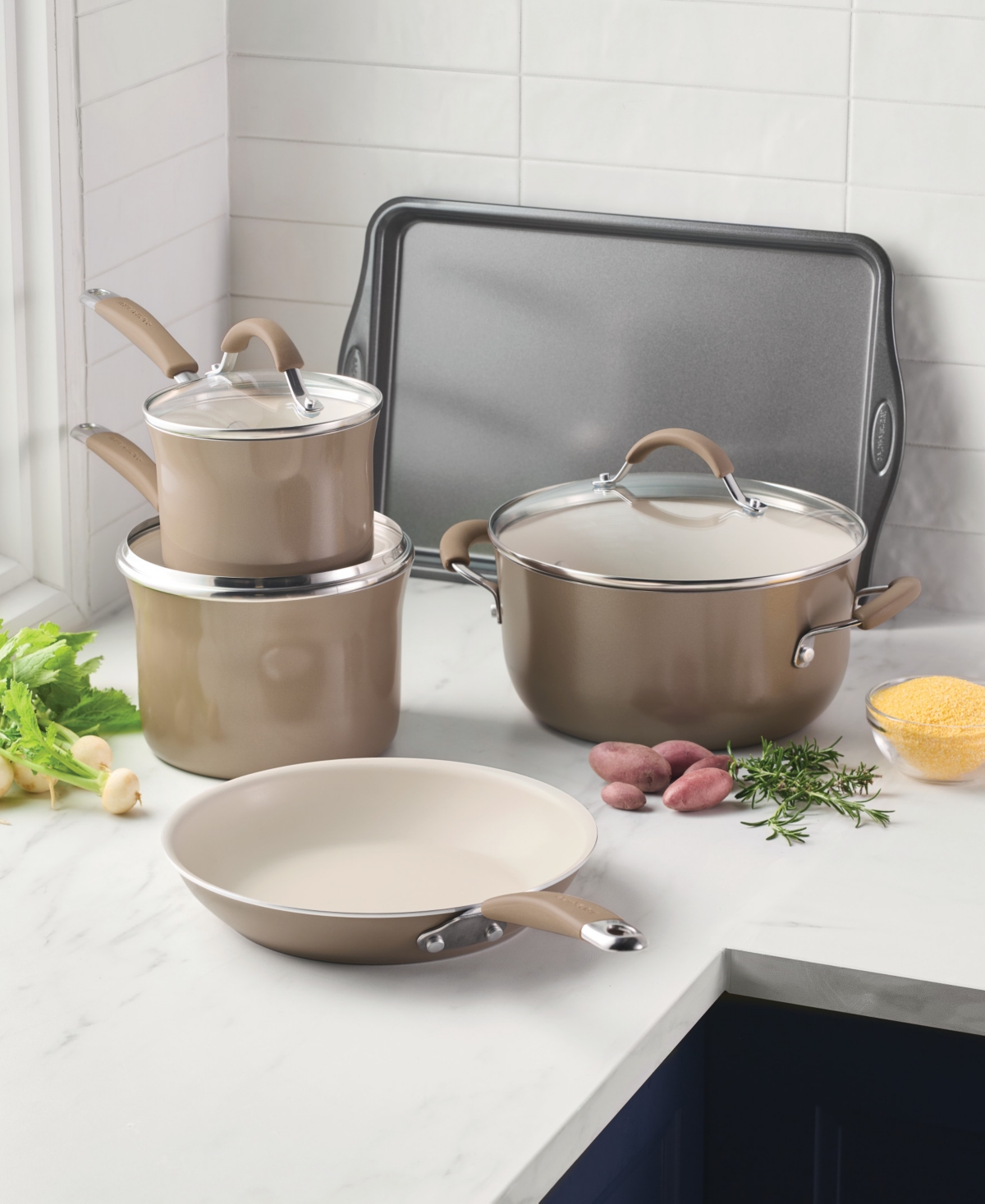 Rachael Ray Cucina Ceramic Nonstick 8-Pc. Cookware Set, Created for Macy's