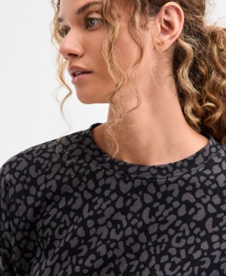 Women's Relaxed Animal-Print Fleece Sweatshirt, Macy's Exclusive 