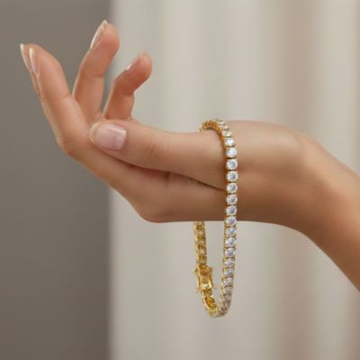 GiGiGirl Classic Sterling Silver Radiant Cubic Zirconia Tennis Bracelet