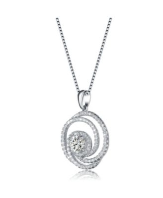Sterling Silver White Gold plated Cubic Zirconia Swirl Knot Necklace