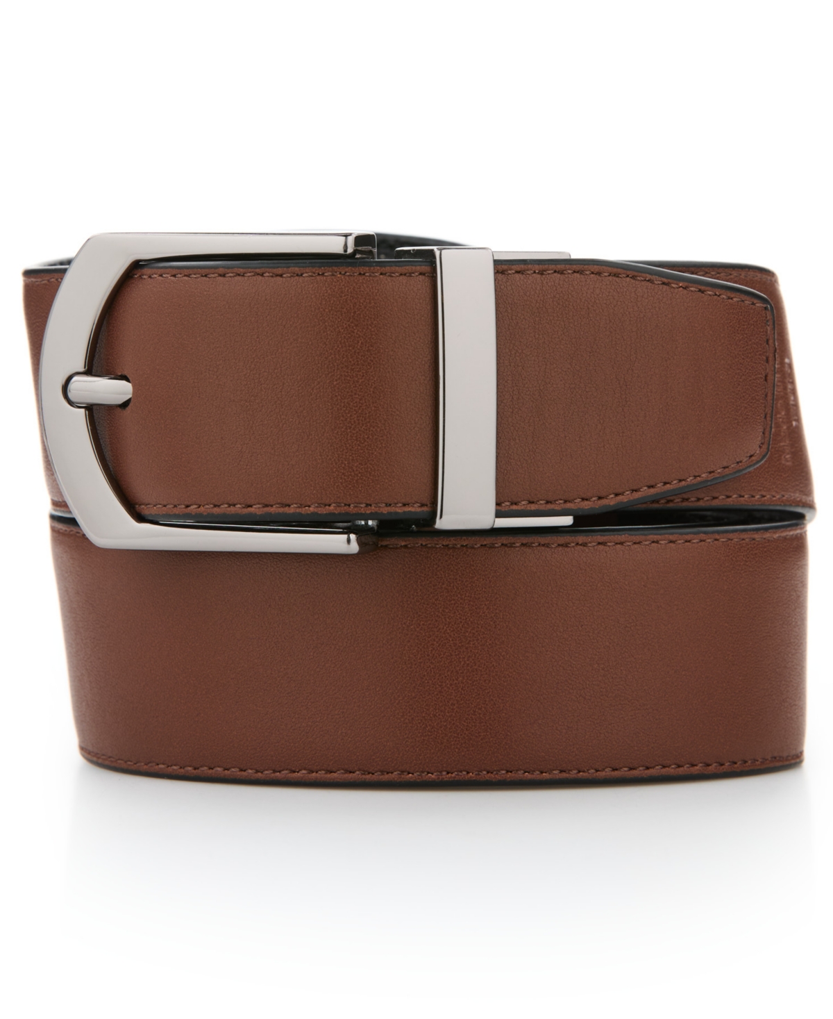 Perry Ellis Portfolio Men's Pebble Reversible Leather Dress Belt In Black