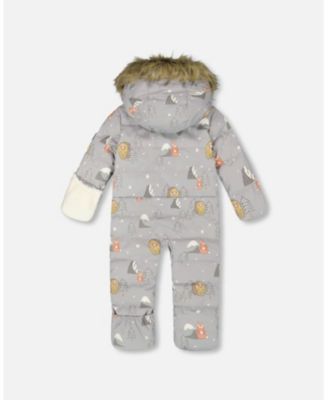 Baby Boy One-Piece Baby Snug Snowsuit Designed for Car Seat Gray Bear Print - Baby|Toddler